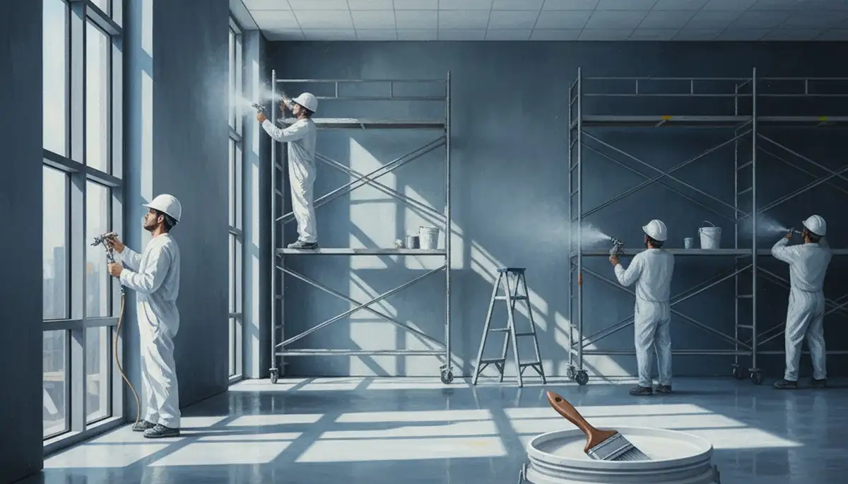 Commercial painters applying durable exterior coating in Mesa, AZ for business properties
