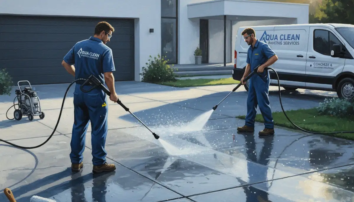 Mesa, AZ concrete pressure cleaning for driveways and patios at a painting service business