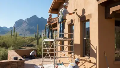 Professional painters in Mesa, AZ completing a residential painting project