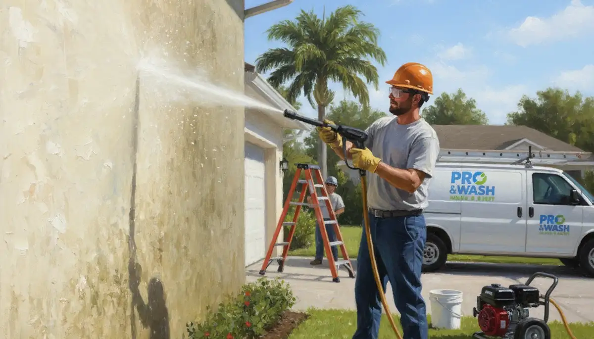 Mesa, AZ pressure cleaning service removing dust and grime from a residential exterior