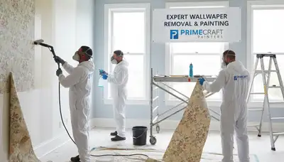 Mesa, AZ painters removing wallpaper and prepping drywall for a clean wall finish